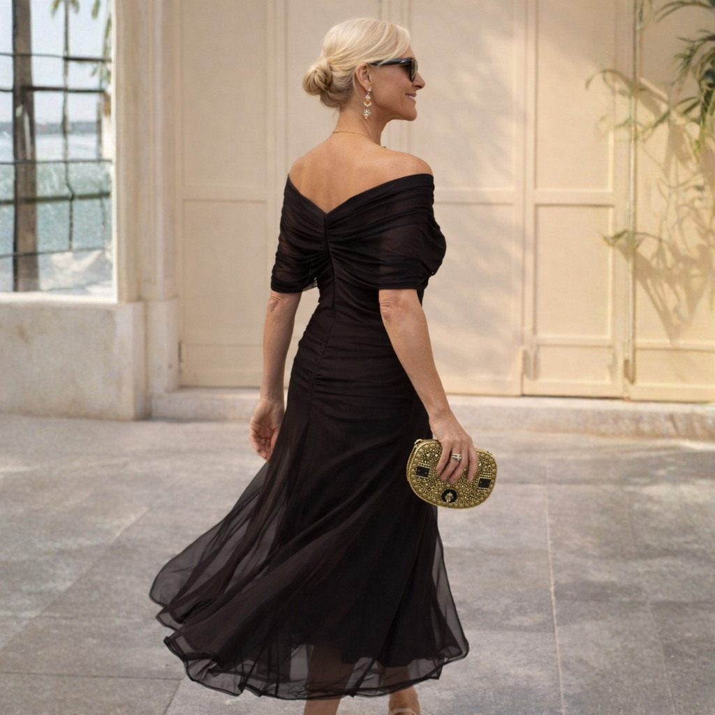 Maxikleid Damen mit Wickeldesign und V-Ausschnitt für besondere Anlässe - 15 - Trendlinie