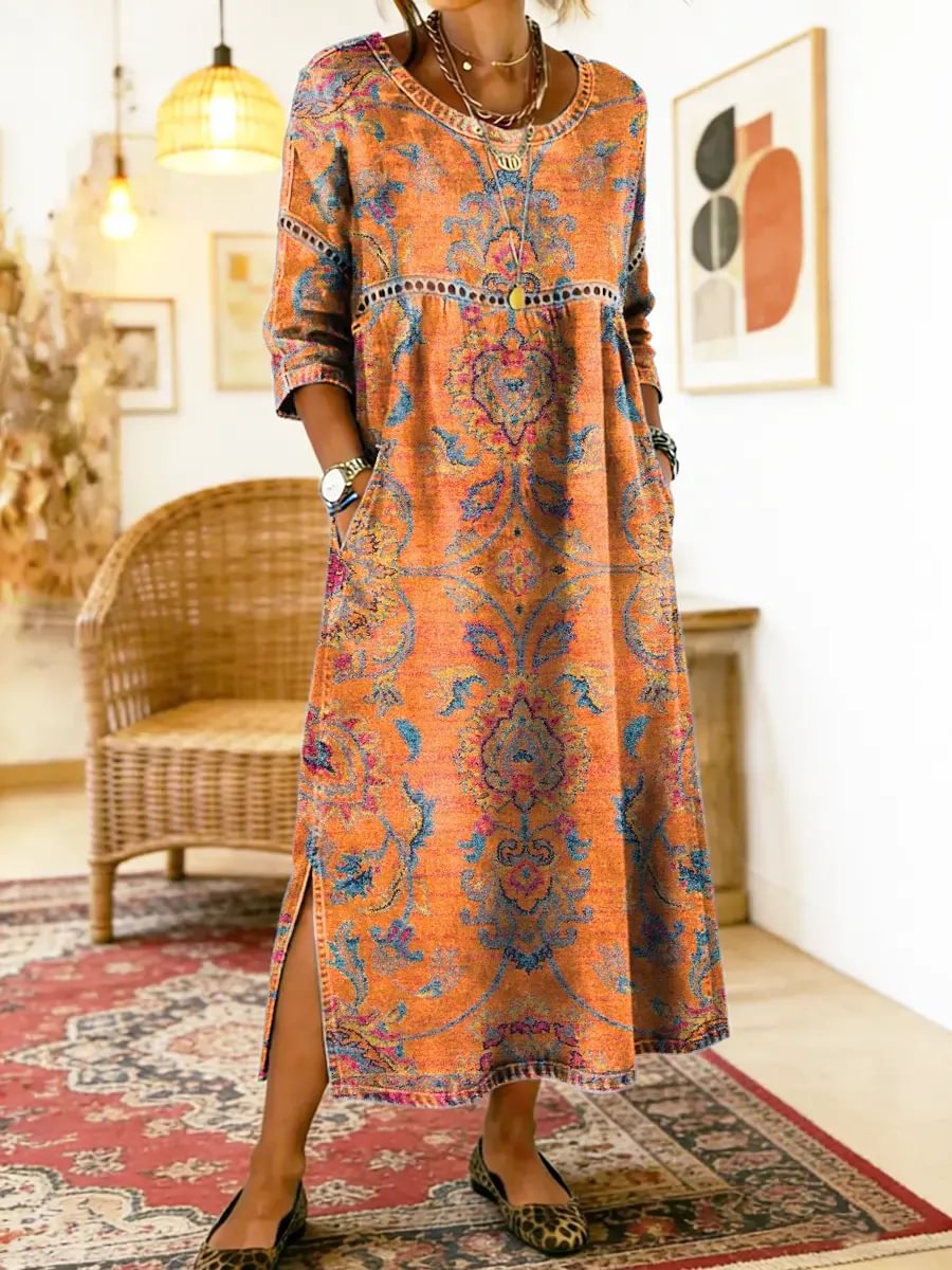 Maxikleid Damen mit floralem Muster und seitlichen Schlitzen - 1 - Trendlinie