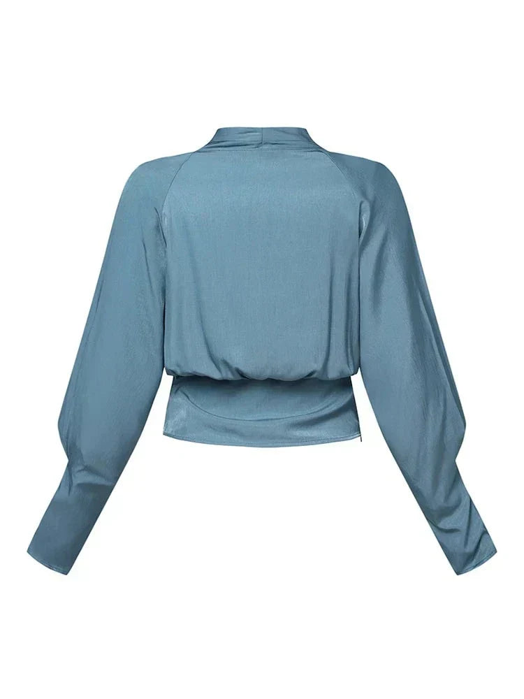 Wickelbluse Damen mit Puffärmeln und V-Ausschnitt - 5 - Trendlinie