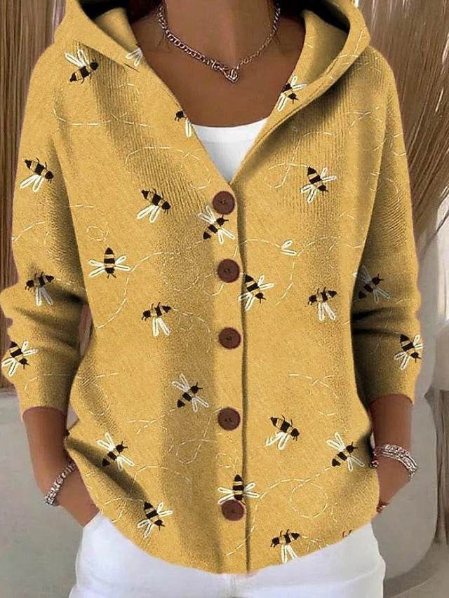 Cardigan Damen mit Kapuze und buntem Muster für einen lässigen Look - 2 - Trendlinie