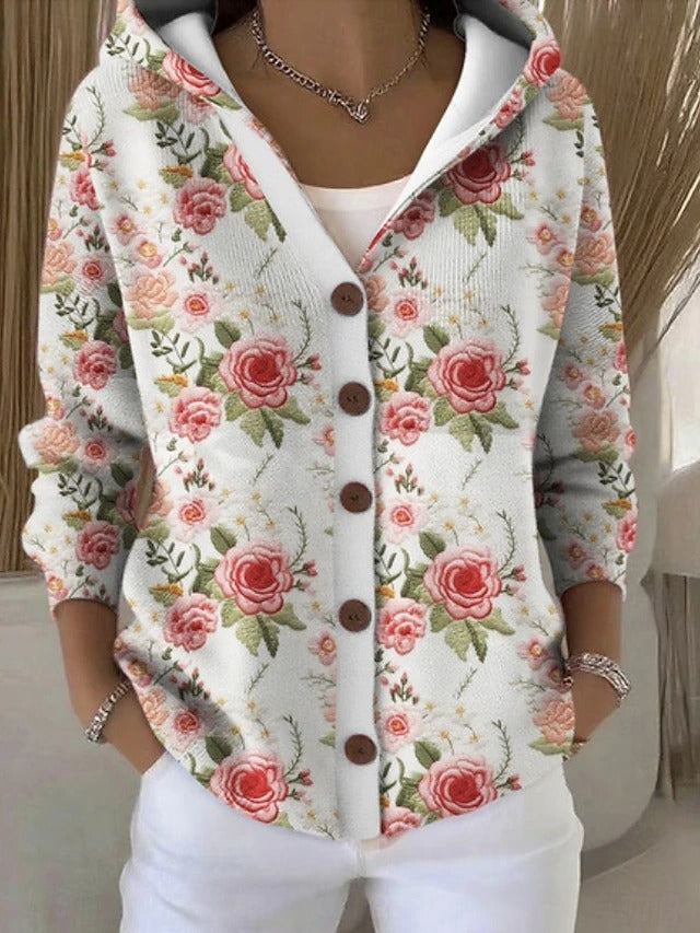 Cardigan Damen mit Kapuze und buntem Muster für einen lässigen Look - 5 - Trendlinie