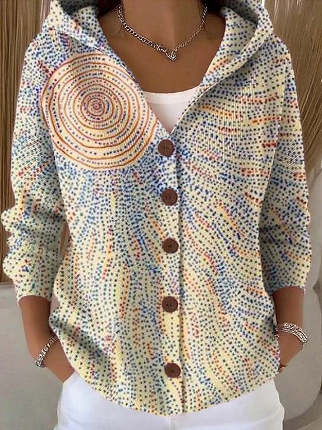 Cardigan Damen mit Kapuze und buntem Muster für einen lässigen Look - 6 - Trendlinie