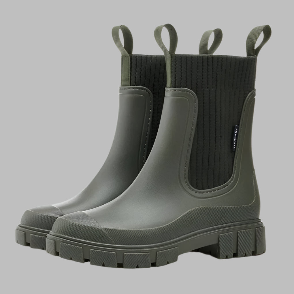 Damen Gummistiefel mit elastischen Einsätzen und rutschfester Sohle - 4 - Trendlinie