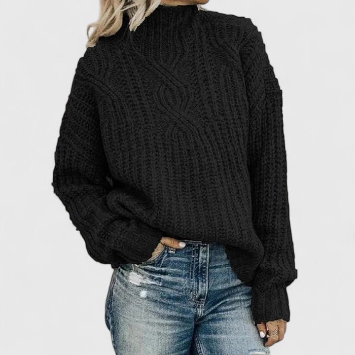 Pullover Damen mit Stehkragen und klassischem Zopfmuster - 3 - Trendlinie
