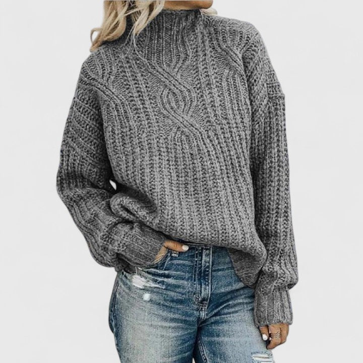 Pullover Damen mit Stehkragen und klassischem Zopfmuster - 4 - Trendlinie