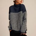 Pullover Damen mit Stehkragen und Chevron-Muster - 1 - Trendlinie