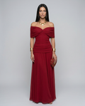 Abendkleid Damen mit Wickelstil und schulterfreiem Ausschnitt - 1 - Trendlinie