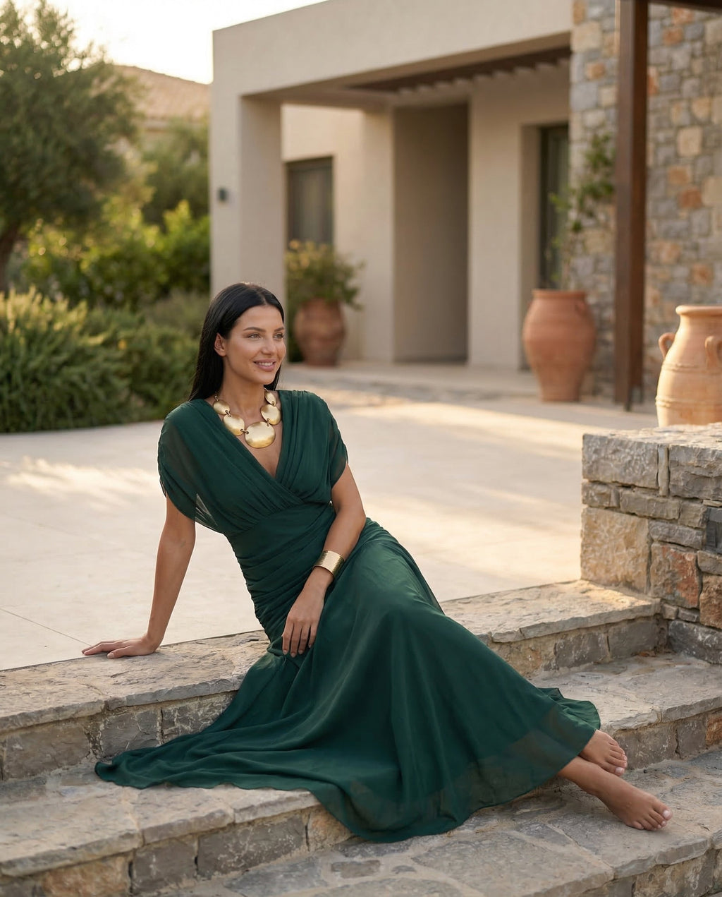 Abendkleid Damen mit Wickelstil und schulterfreiem Ausschnitt - 16 - Trendlinie