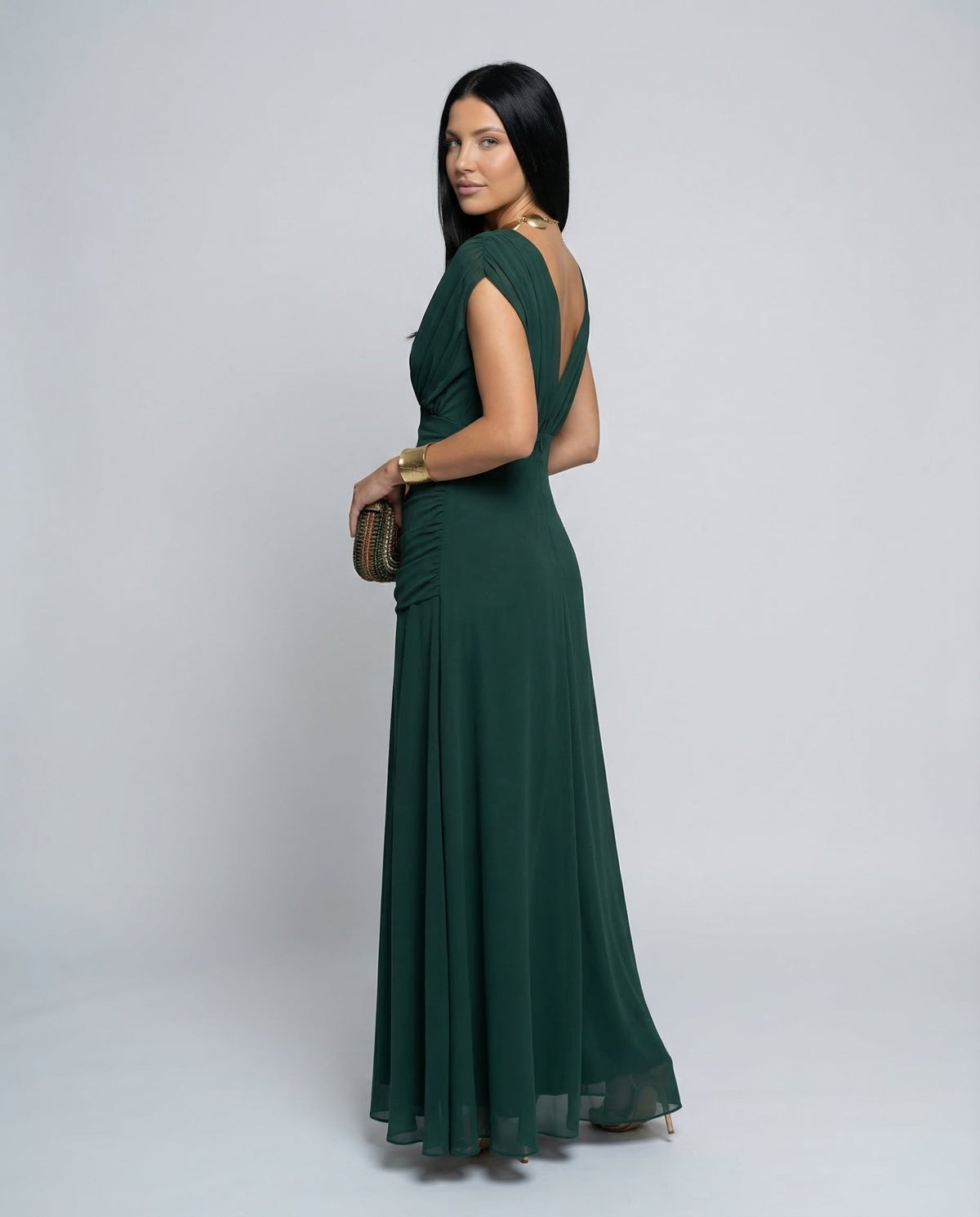 Abendkleid Damen mit Wickelstil und schulterfreiem Ausschnitt - 18 - Trendlinie