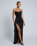 Abendkleid Damen mit Herz-Ausschnitt und hohem Schlitz - 1 - Trendlinie