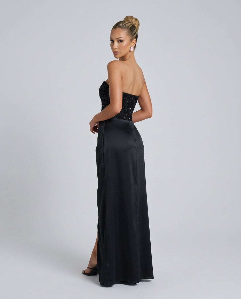 Abendkleid Damen mit Herz-Ausschnitt und hohem Schlitz - 2 - Trendlinie