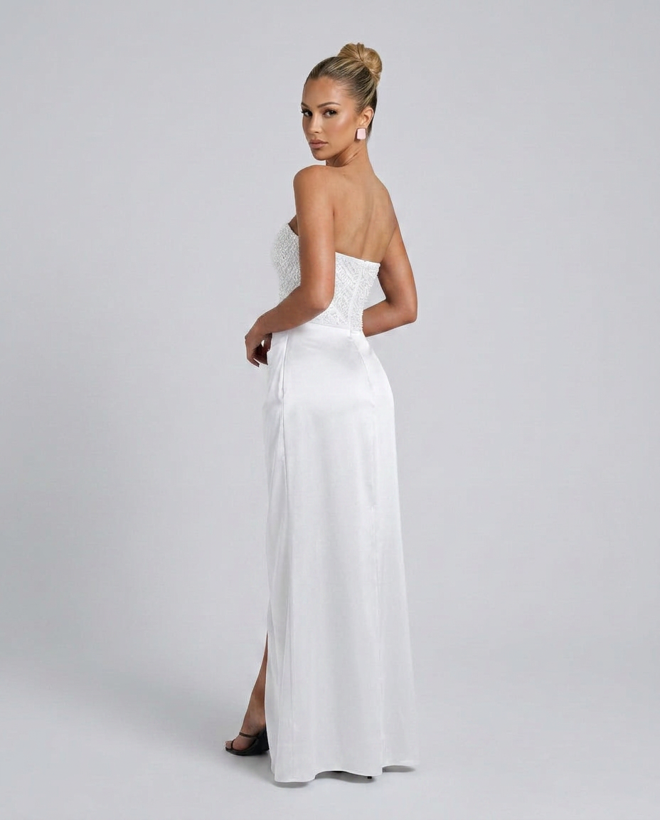 Abendkleid Damen mit Herz-Ausschnitt und hohem Schlitz - 5 - Trendlinie