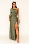Maxikleid Damen mit Wickeldesign und asymmetrischem Ärmel für einen eleganten Auftritt - 1 - Trendlinie