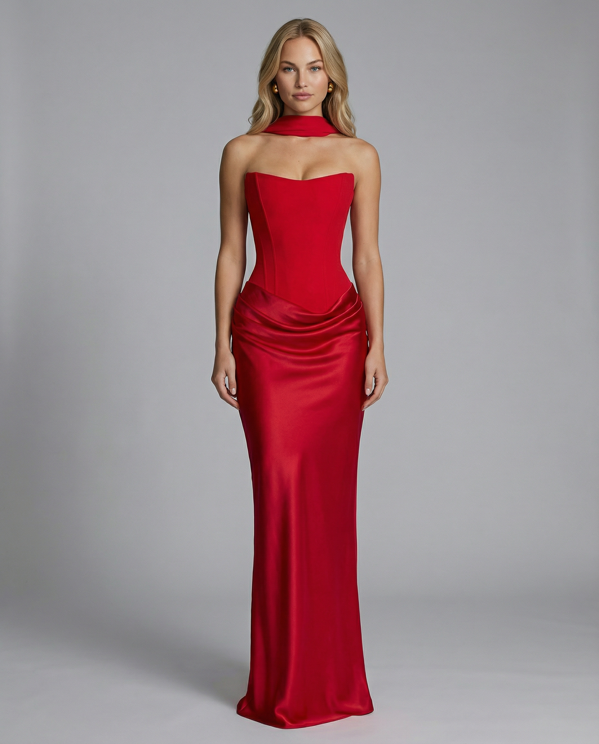 Abendkleid Damen mit taillierter Silhouette und schulterfreiem Ausschnitt - 8 - Trendlinie