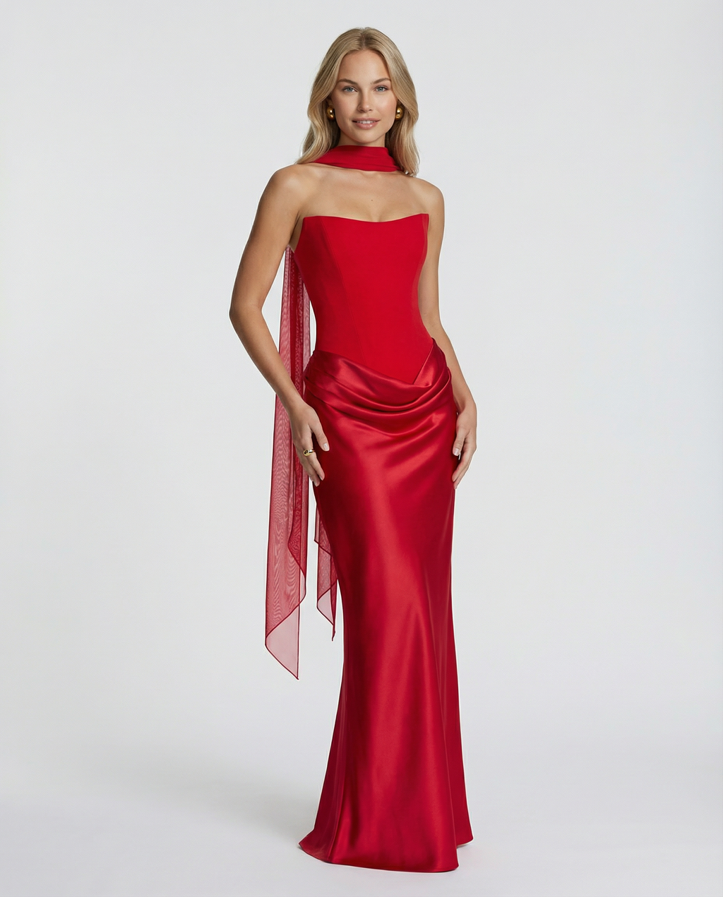 Abendkleid Damen mit taillierter Silhouette und schulterfreiem Ausschnitt - 10 - Trendlinie