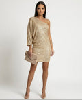Abendkleid Damen mit schulterfreiem Design und glitzerndem Effekt - 1 - Trendlinie