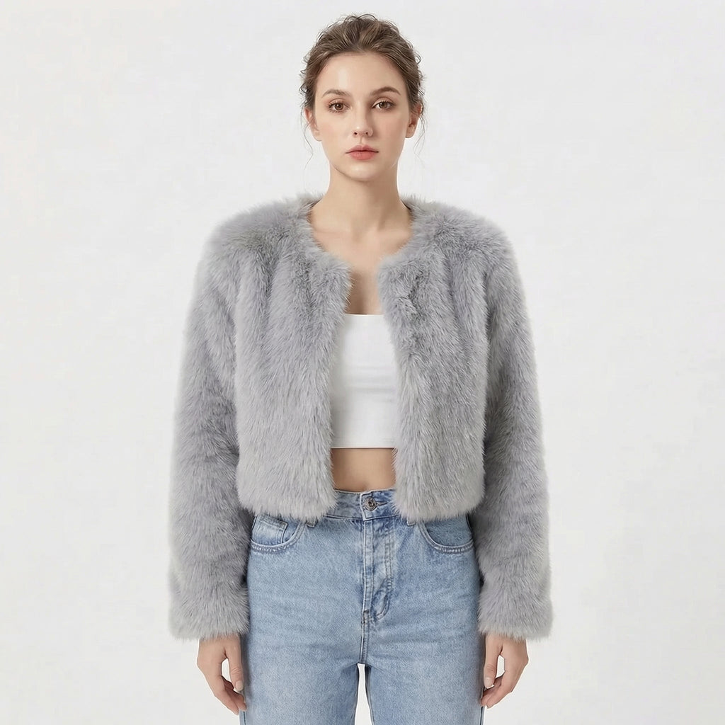 Damen Jacke kurz mit Rundhalsausschnitt und eleganter Silhouette - 3 - Trendlinie