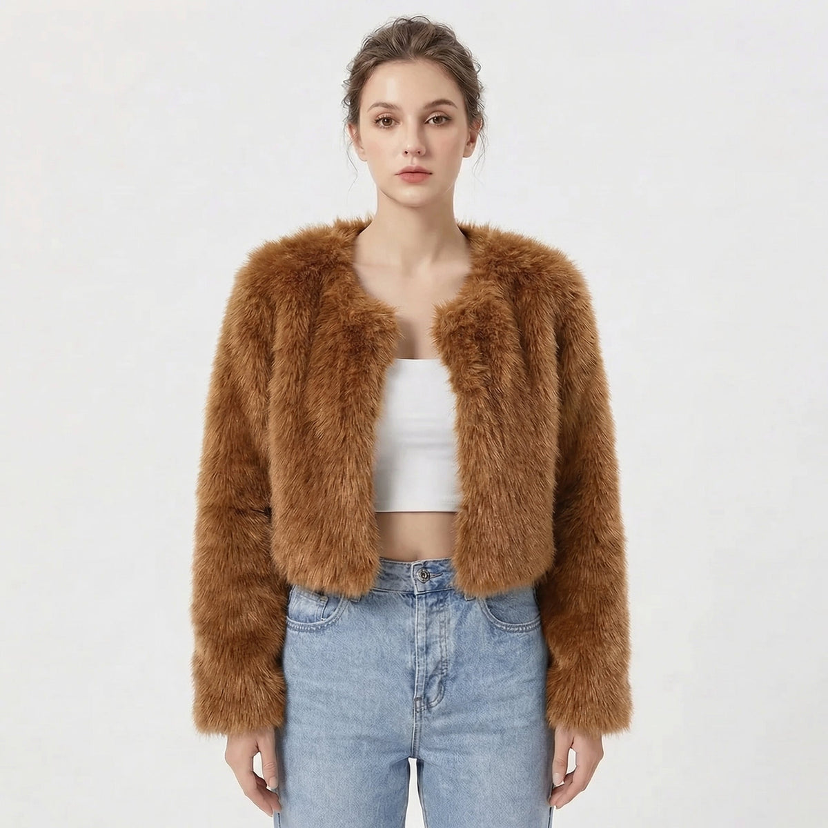 Damen Jacke kurz mit Rundhalsausschnitt und eleganter Silhouette - 4 - Trendlinie