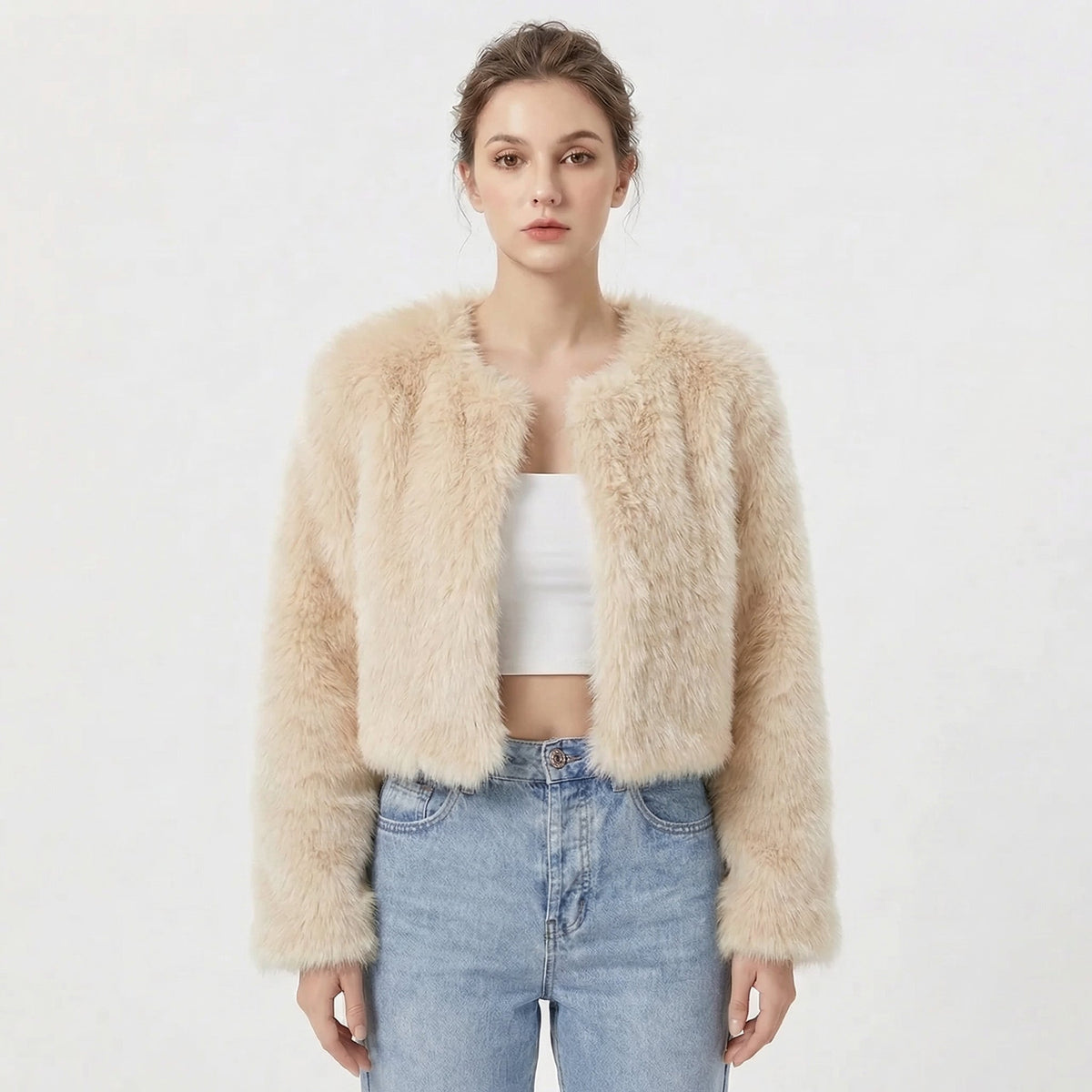 Damen Jacke kurz mit Rundhalsausschnitt und eleganter Silhouette - 5 - Trendlinie