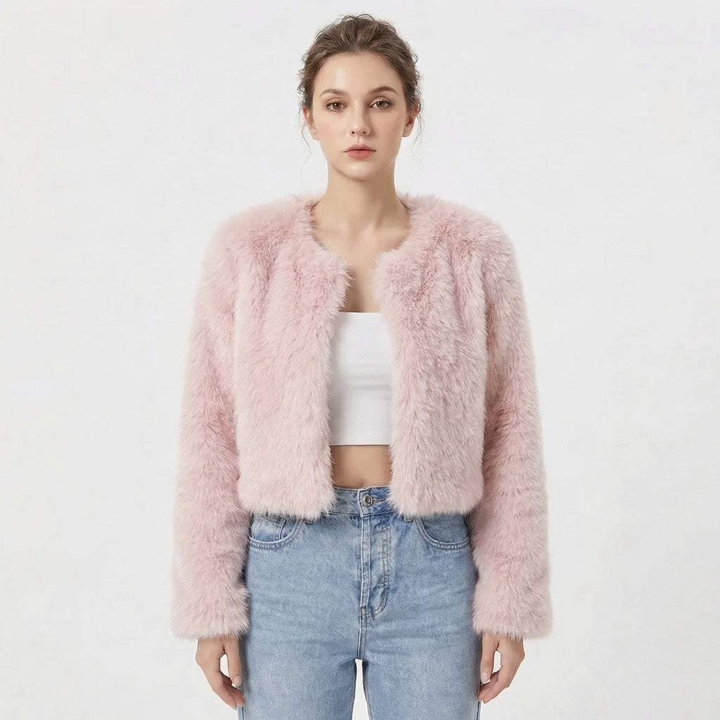 Damen Jacke kurz mit Rundhalsausschnitt und eleganter Silhouette - 7 - Trendlinie