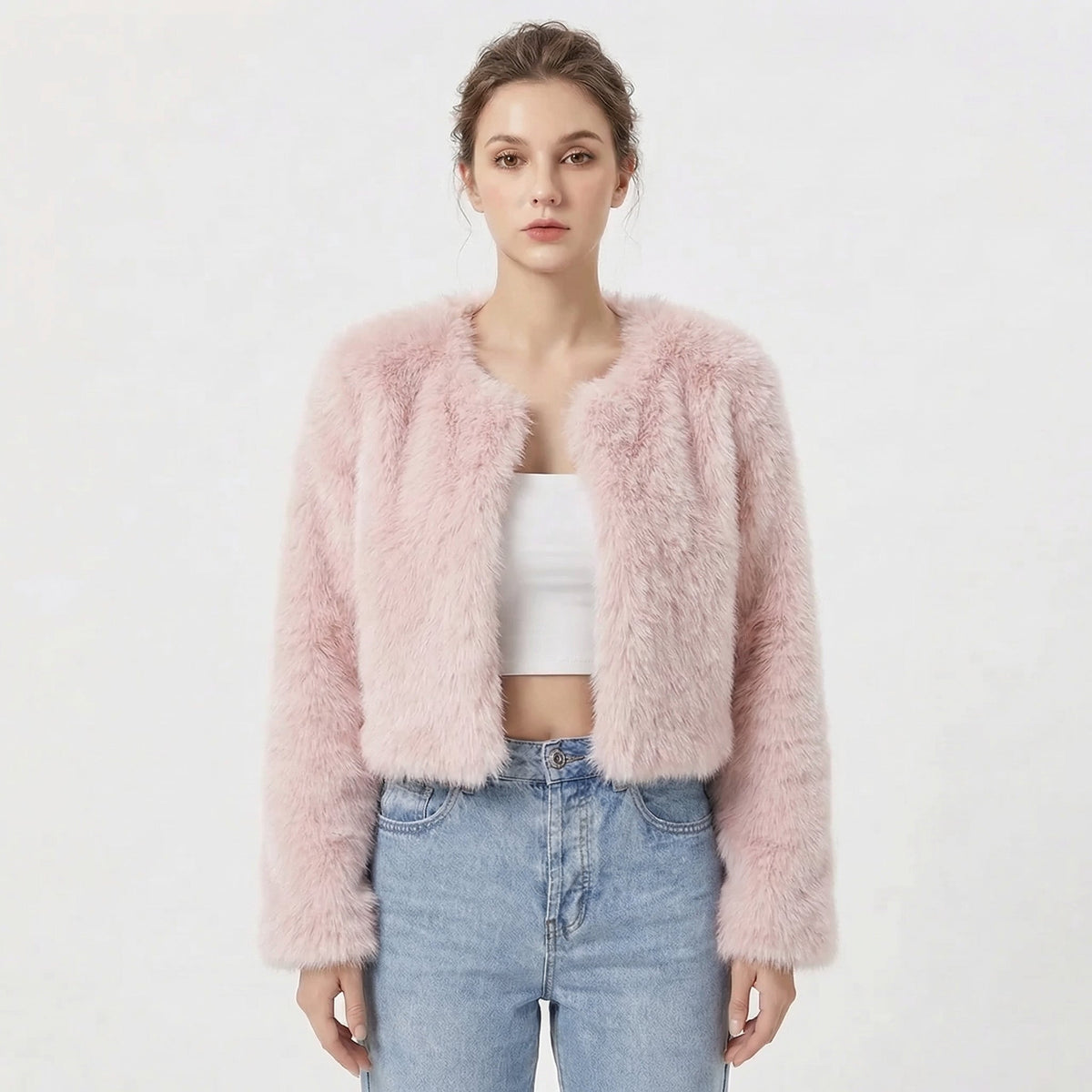 Damen Jacke kurz mit Rundhalsausschnitt und eleganter Silhouette - 7 - Trendlinie