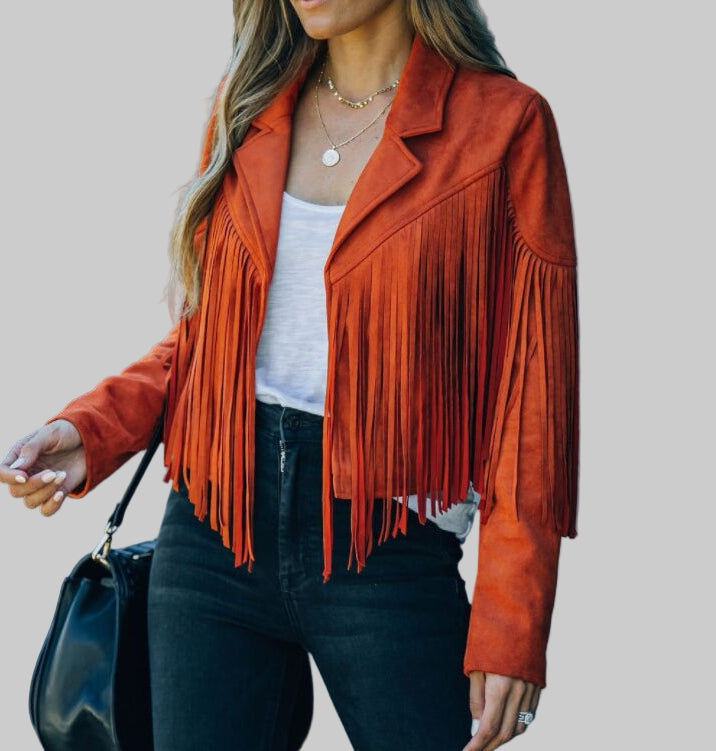 Damen Jacke mit Fransen und tailliertem Schnitt - 2 - Trendlinie
