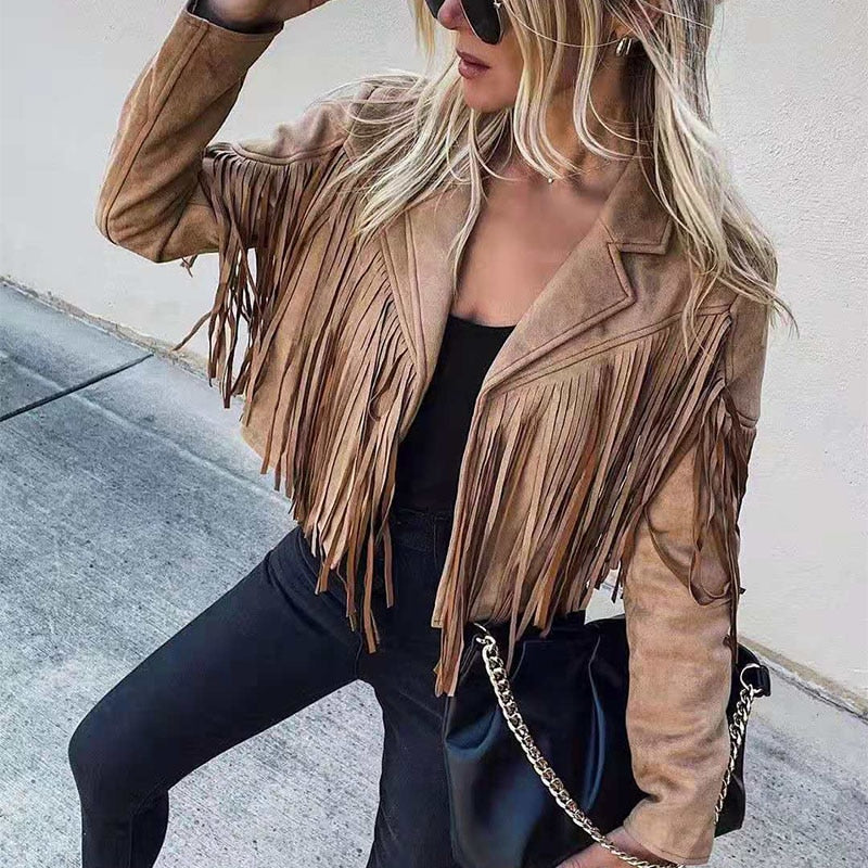 Damen Jacke mit Fransen und tailliertem Schnitt - 5 - Trendlinie