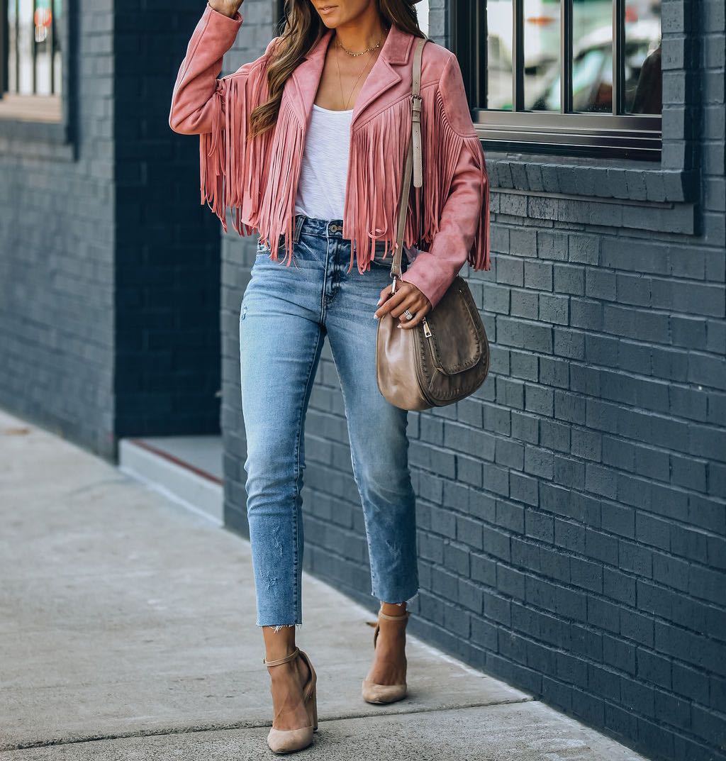 Damen Jacke mit Fransen und tailliertem Schnitt - 6 - Trendlinie