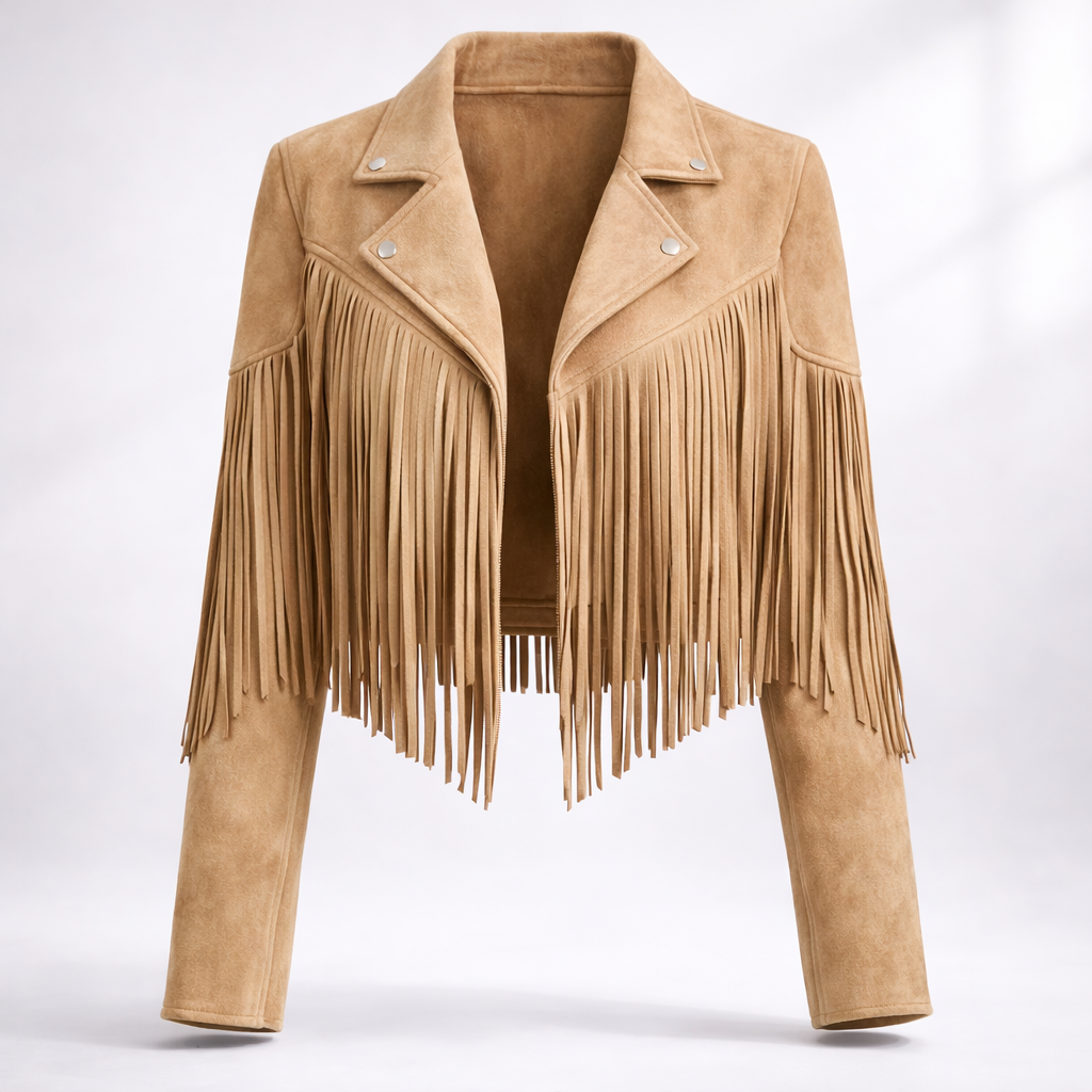 Damen Jacke mit Fransen und tailliertem Schnitt - 10 - Trendlinie