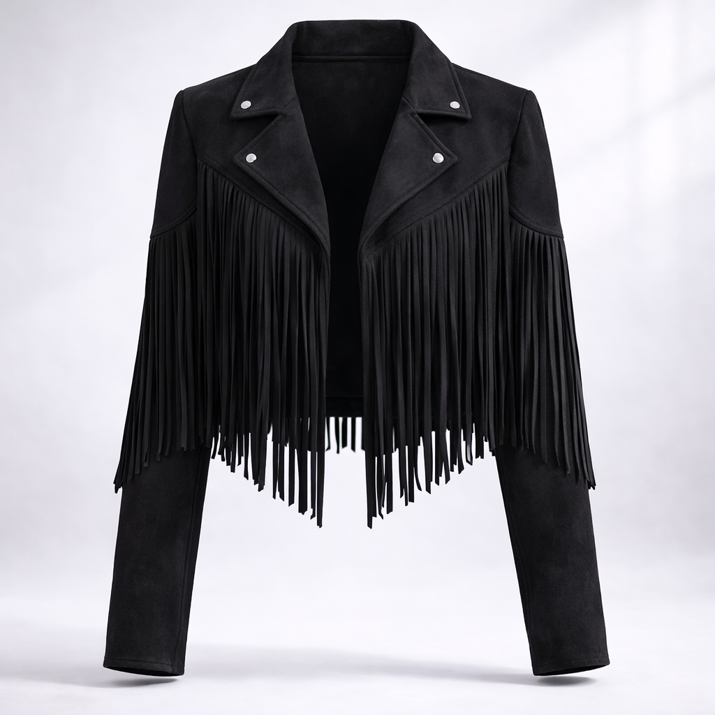Damen Jacke mit Fransen und tailliertem Schnitt - 12 - Trendlinie