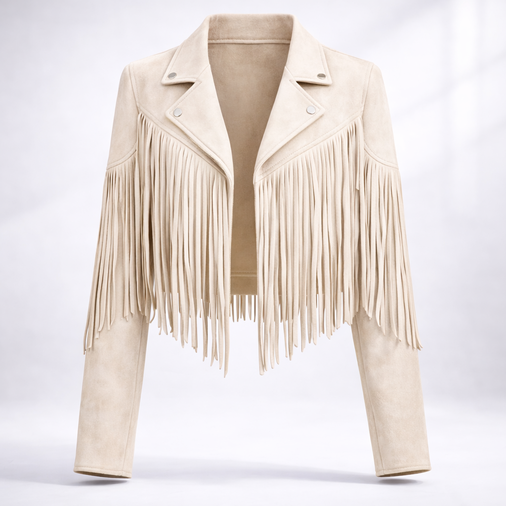 Damen Jacke mit Fransen und tailliertem Schnitt - 13 - Trendlinie