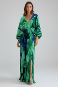 Maxikleid Damen mit Wickeloptik und V-Ausschnitt - 1 - Trendlinie
