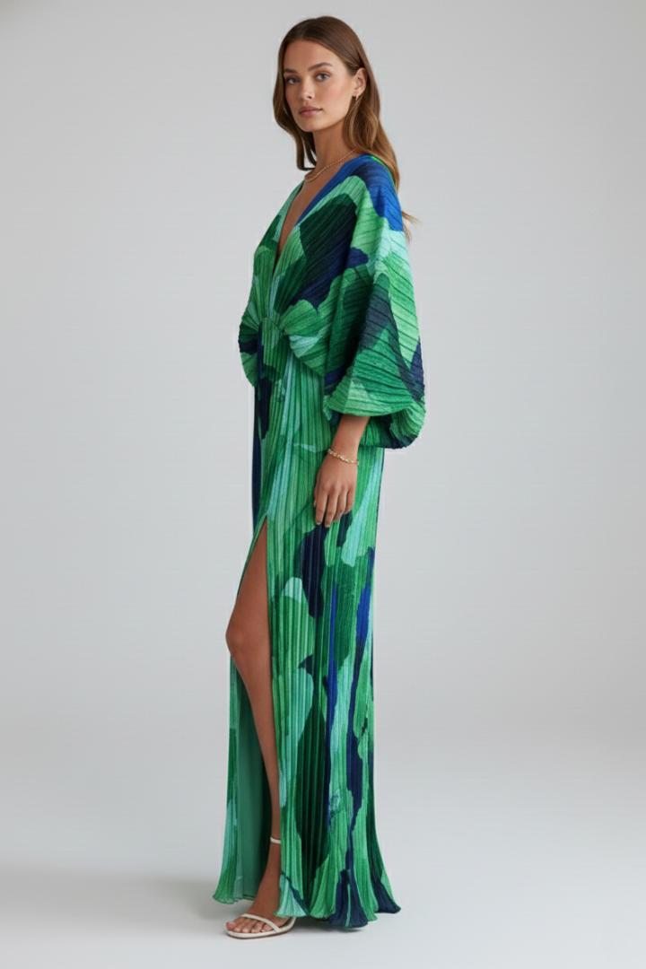 Maxikleid Damen mit Wickeloptik und V-Ausschnitt - 4 - Trendlinie
