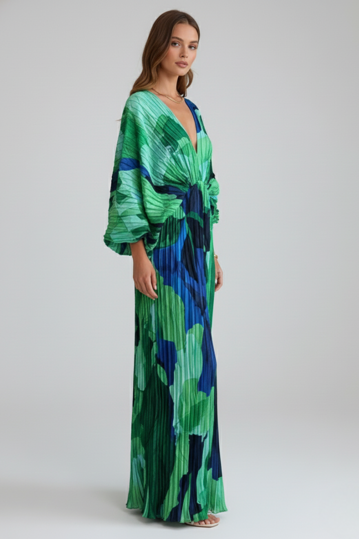 Maxikleid Damen mit Wickeloptik und V-Ausschnitt - 5 - Trendlinie