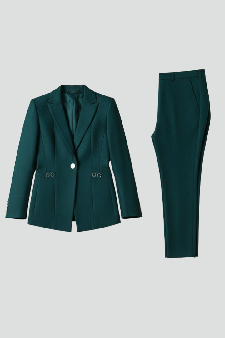 Elegantes Damen Blazer Set mit tailliertem Schnitt und Ein-Knopf-Design - 1 - Trendlinie