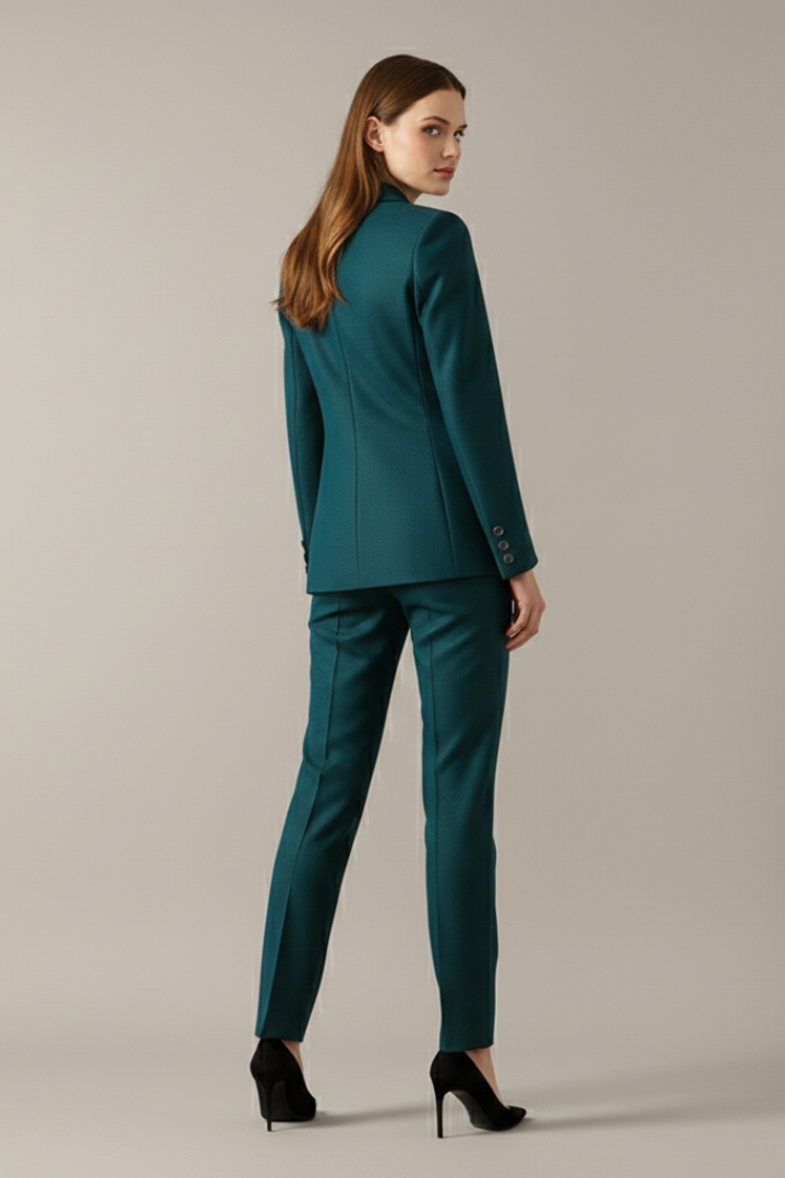 Elegantes Damen Blazer Set mit tailliertem Schnitt und Ein-Knopf-Design - 4 - Trendlinie