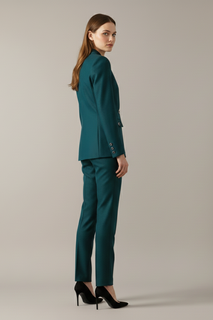 Elegantes Damen Blazer Set mit tailliertem Schnitt und Ein-Knopf-Design - 5 - Trendlinie