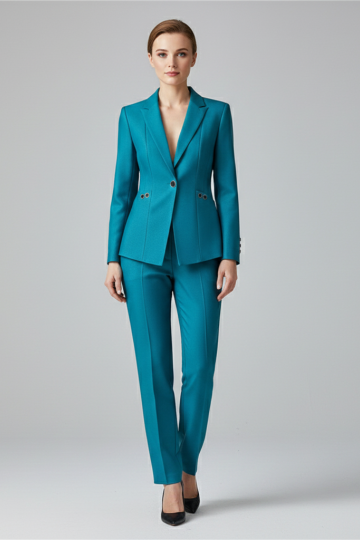 Elegantes Damen Blazer Set mit tailliertem Schnitt und Ein-Knopf-Design - 6 - Trendlinie