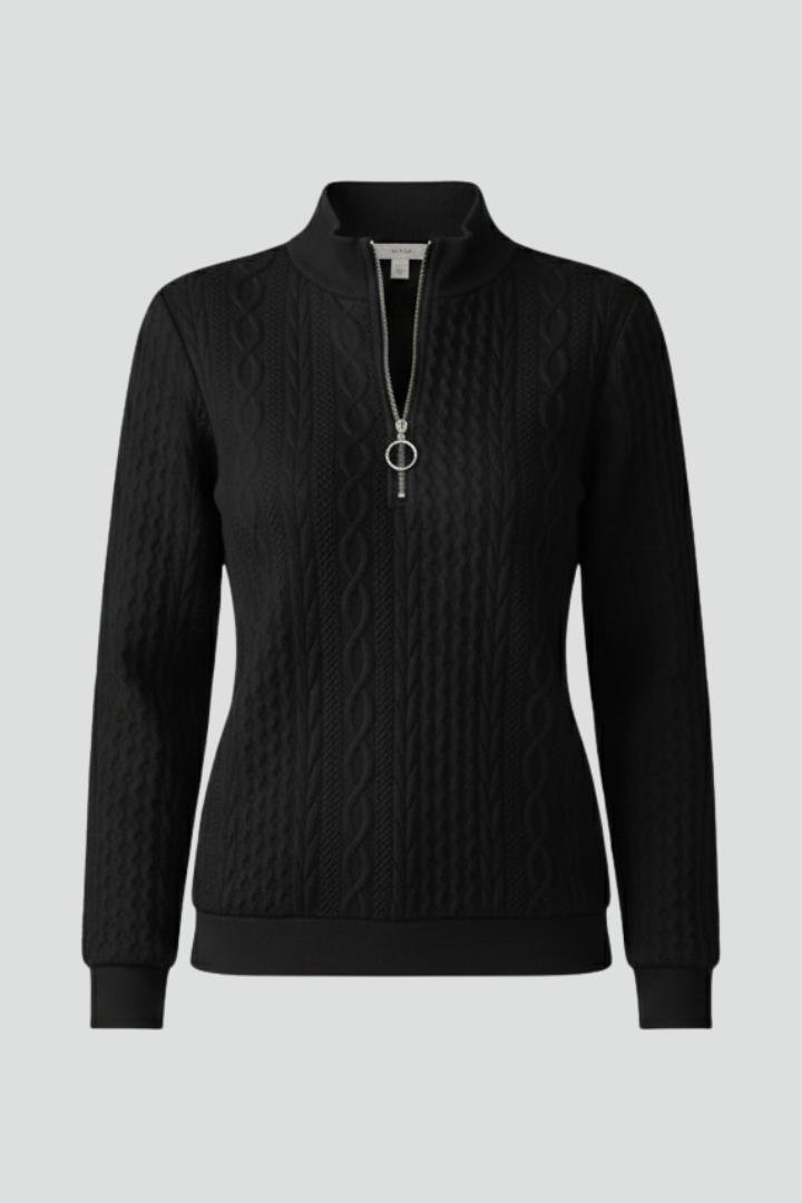 Damen Pullover mit Stehkragen und modernem Reißverschluss - 1 - Trendlinie