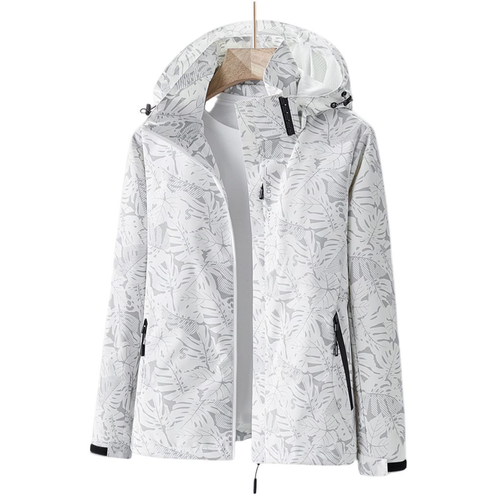 Damen Jacke mit Kapuze und floralem Muster für den Alltag - 1 - Trendlinie