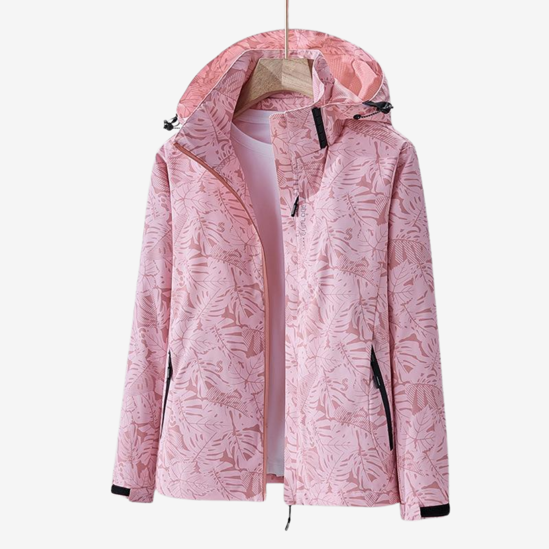 Damen Jacke mit Kapuze und floralem Muster für den Alltag - 2 - Trendlinie