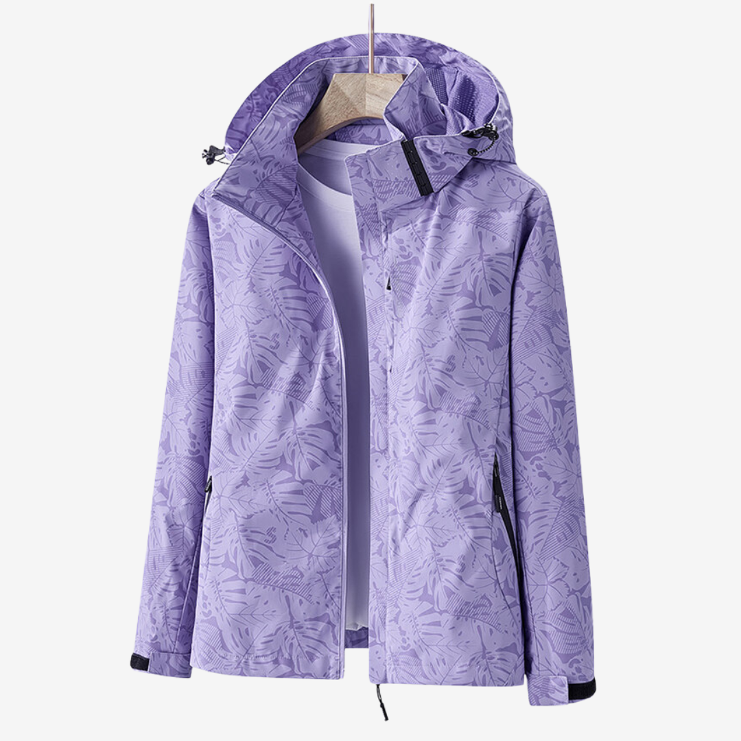 Damen Jacke mit Kapuze und floralem Muster für den Alltag - 4 - Trendlinie