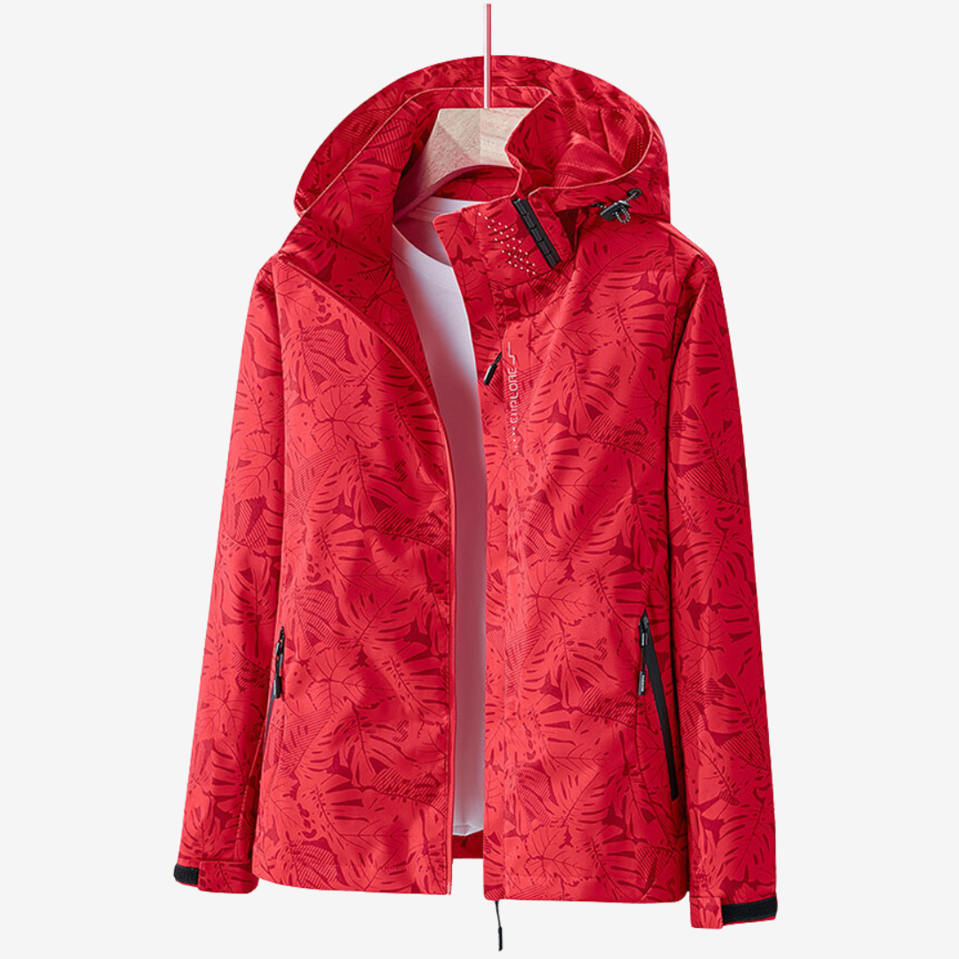 Damen Jacke mit Kapuze und floralem Muster für den Alltag - 5 - Trendlinie