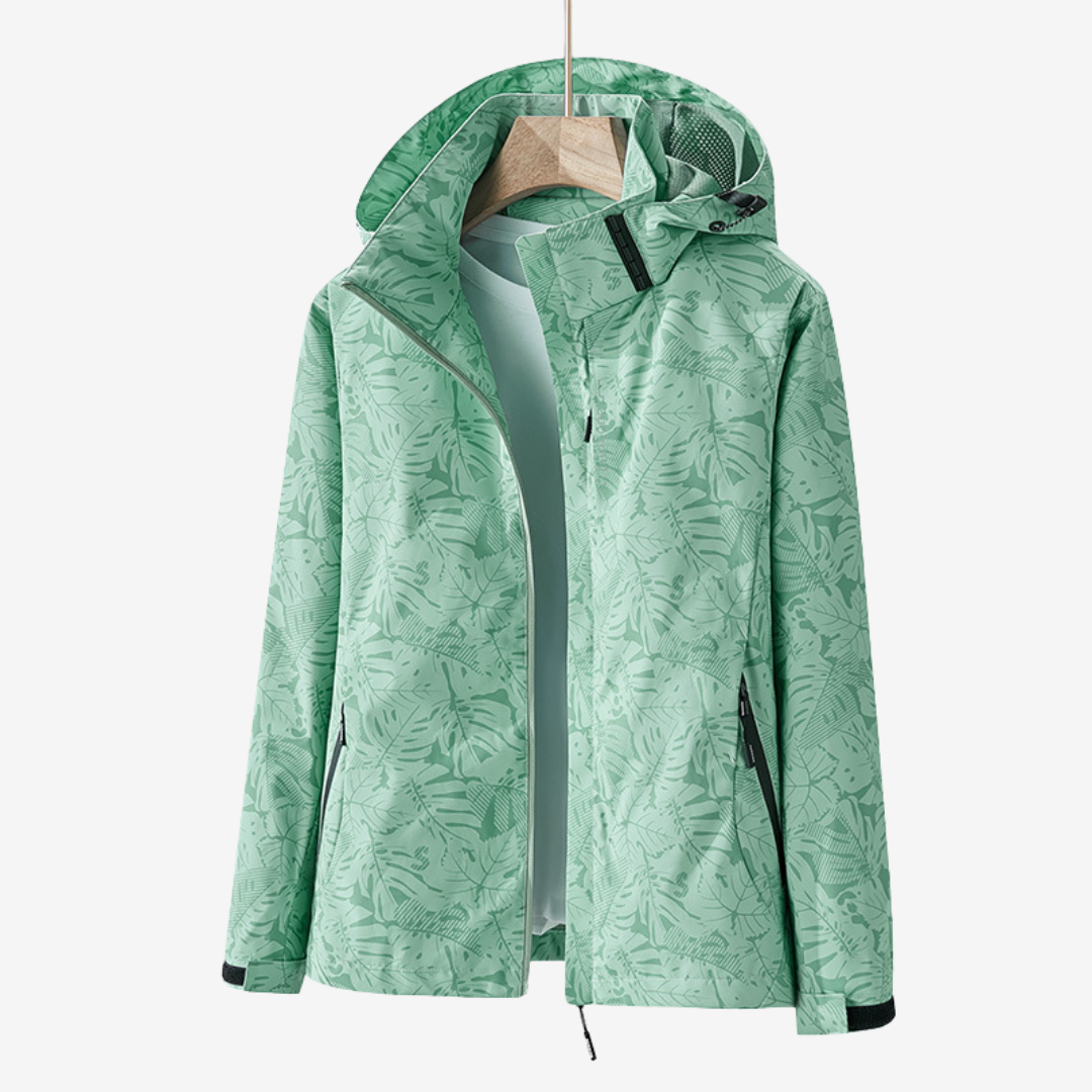 Damen Jacke mit Kapuze und floralem Muster für den Alltag - 6 - Trendlinie