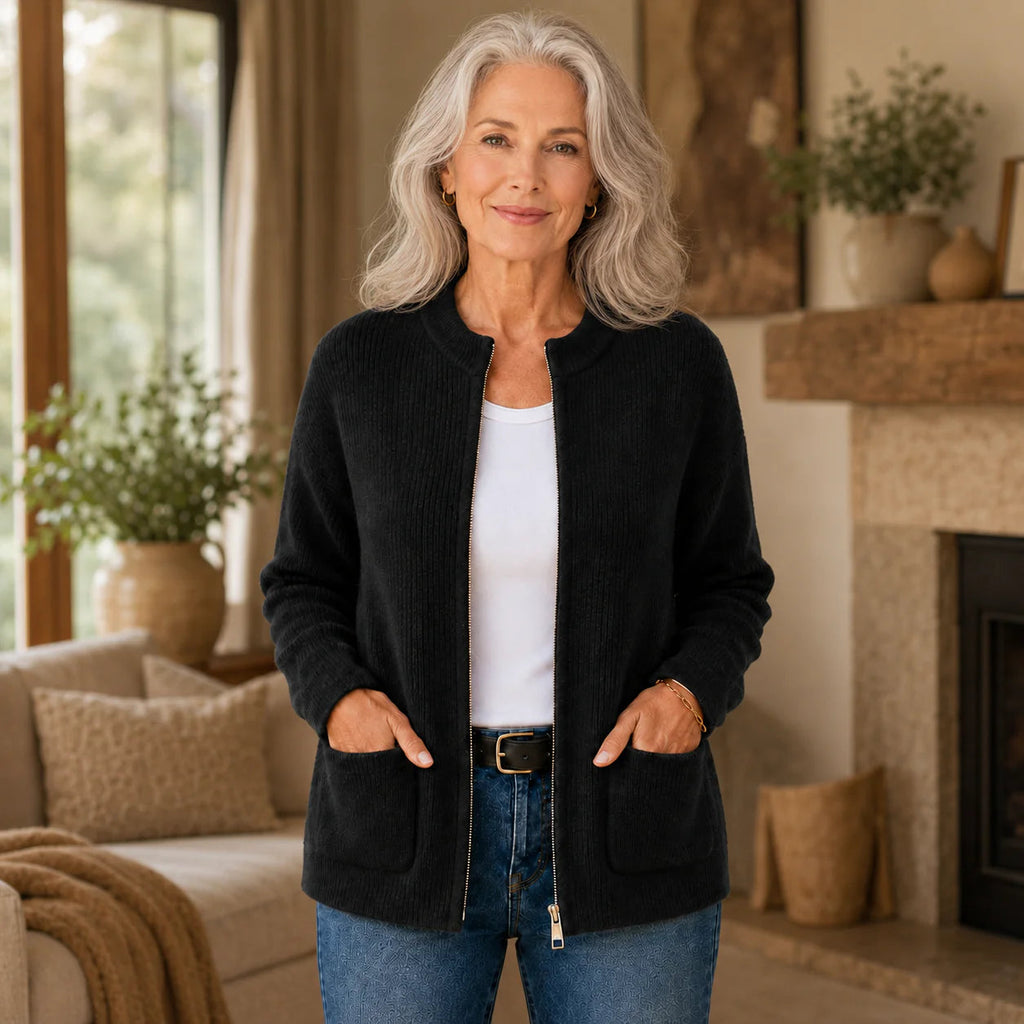 Cardigan Damen mit praktischen Taschen und modernem Stehkragen - 2 - Trendlinie