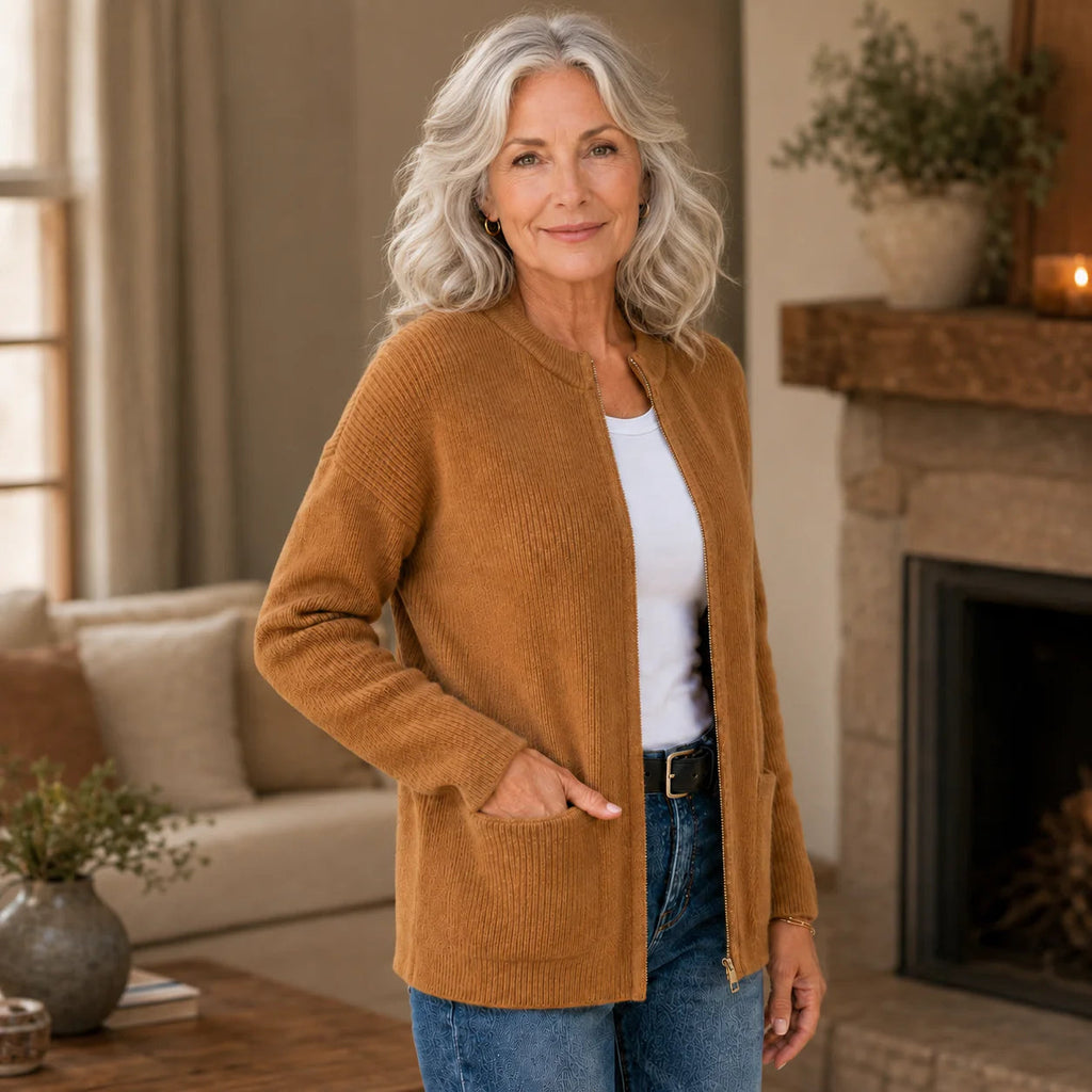 Cardigan Damen mit praktischen Taschen und modernem Stehkragen - 3 - Trendlinie