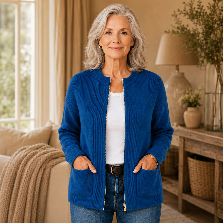 Cardigan Damen mit praktischen Taschen und modernem Stehkragen - 4 - Trendlinie