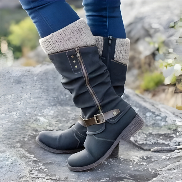 Stiefel Damen mit Falten und praktischen Riemen - 1 - Trendlinie