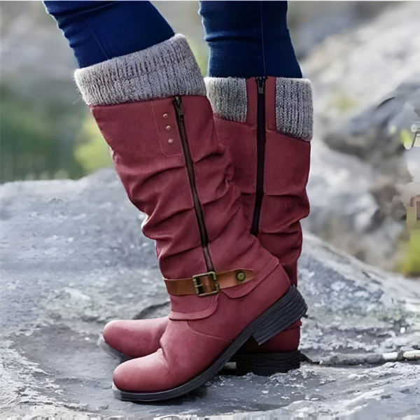 Stiefel Damen mit Falten und praktischen Riemen - 2 - Trendlinie