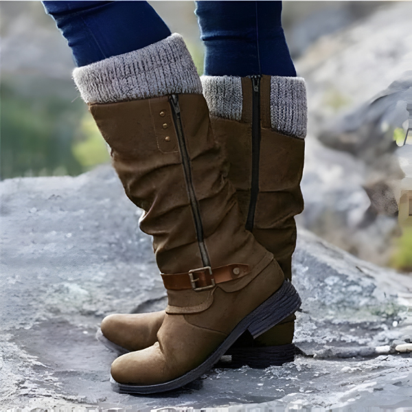 Stiefel Damen mit Falten und praktischen Riemen - 3 - Trendlinie